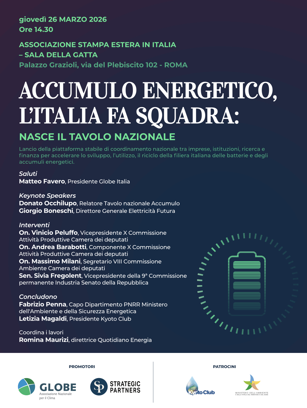 Accumulo energetico: l'Italia fa squadra. Nasce il tavolo nazionale sulle batterie